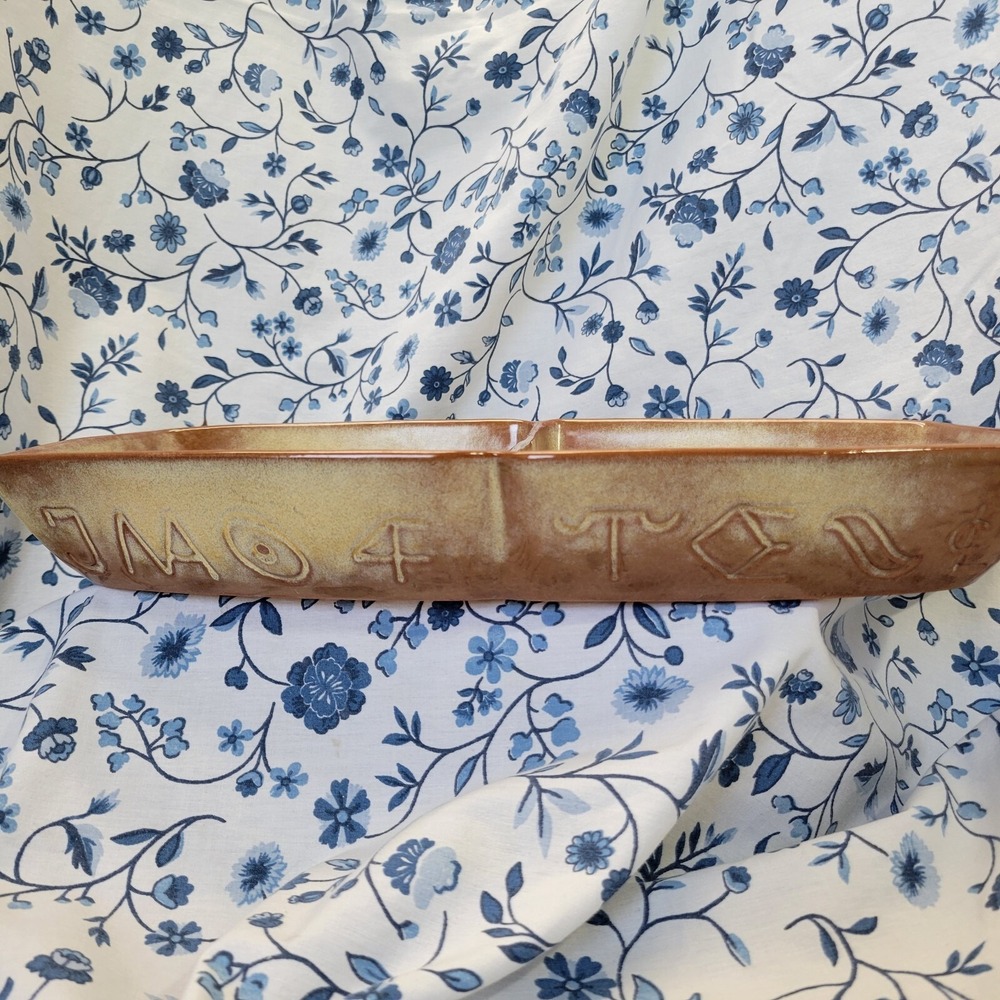 Frankoma Branded Pottery Yellow/Brown Divided Serving Tray Dish 94QD